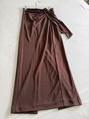 Zara Brown Draped Maxi Skirt with Side Knot